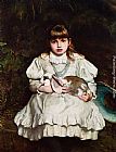 Famous Young Paintings - Portrait of a Young Girl Holding a Pet Rabbit